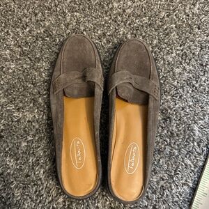 Talbots Taupe Suede Slip-On Penny Loafers